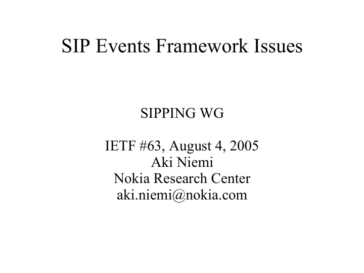 sip events framework issues
