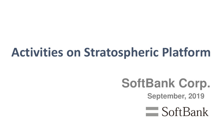 activities on stratospheric platform