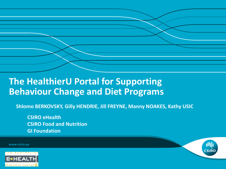 the healthieru portal for supporting behaviour change and