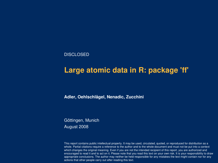 large atomic data in r package ff