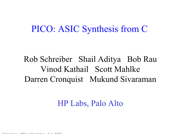 pico asic synthesis from c