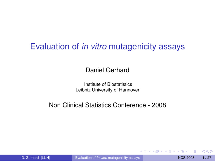 evaluation of in vitro mutagenicity assays