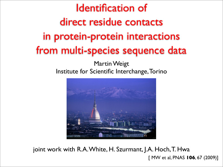 identification of direct residue contacts in protein