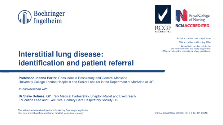 interstitial lung disease identification and patient