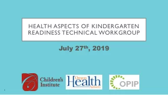 July 27 th , 2019  1  Agenda  Meeting goals and agenda overview o Equity and the social