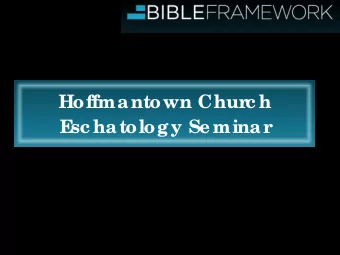 The Millennial Kingdom  Topics to be covered:  1. Connection between eschatology &amp; real