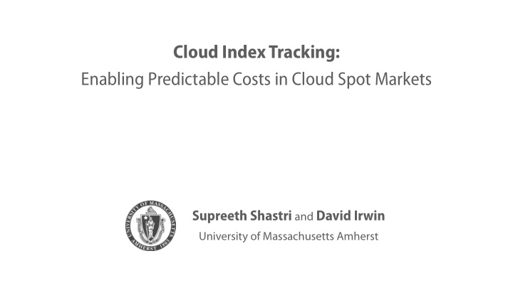 cloud index tracking enabling predictable costs in cloud