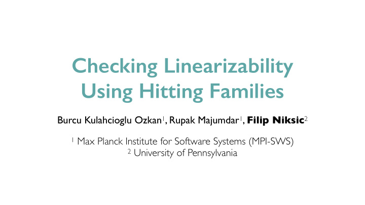 checking linearizability using hitting families