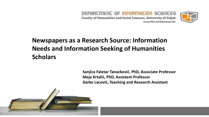 needs and information seeking of humanities
