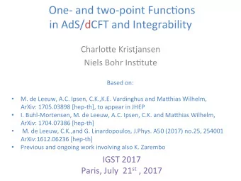 One-  and  two-point  Func0ons      in  AdS/dCFT  and