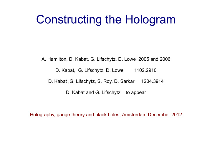 constructing the hologram