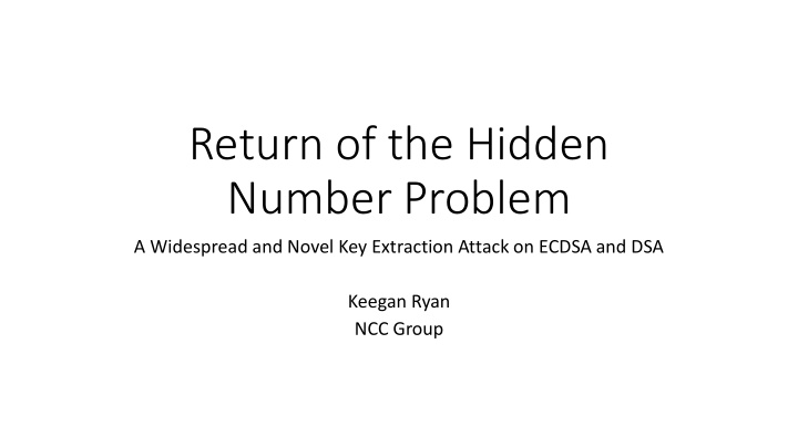 return of the hidden number problem