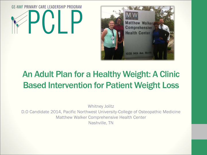 an adult plan for a healthy weight a clinic
