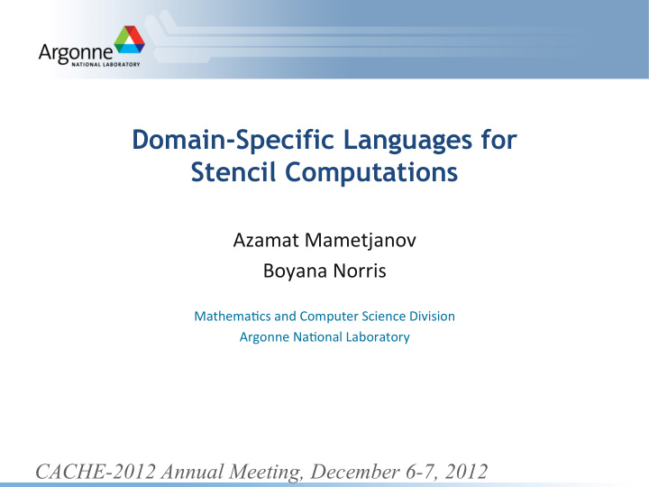 domain specific languages for stencil computations
