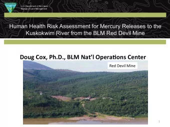 Red Devil Mine Human Health Risk Assessment for Mercury Releases to the Kuskokwim River from the