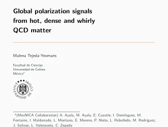 Global polarization signals  from hot, dense and whirly  QCD matter  Malena Tejeda-Yeomans