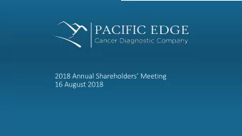 2018 Annual Shareholders Meeting  16 August 2018  BOARD OF DIRECTORS  Ch  Chris Gallaher