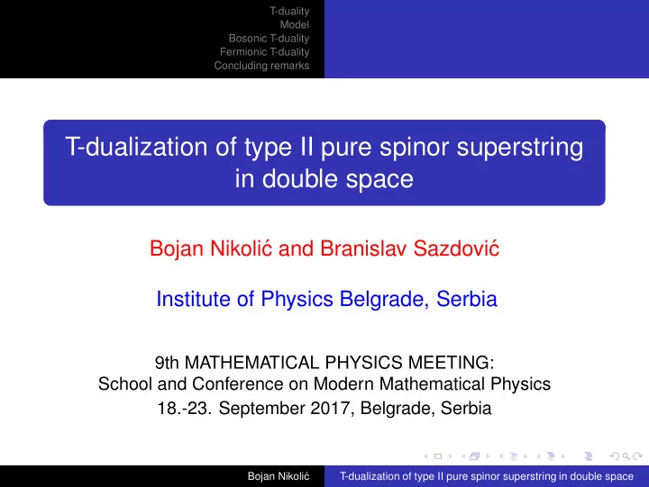 t dualization of type ii pure spinor superstring in