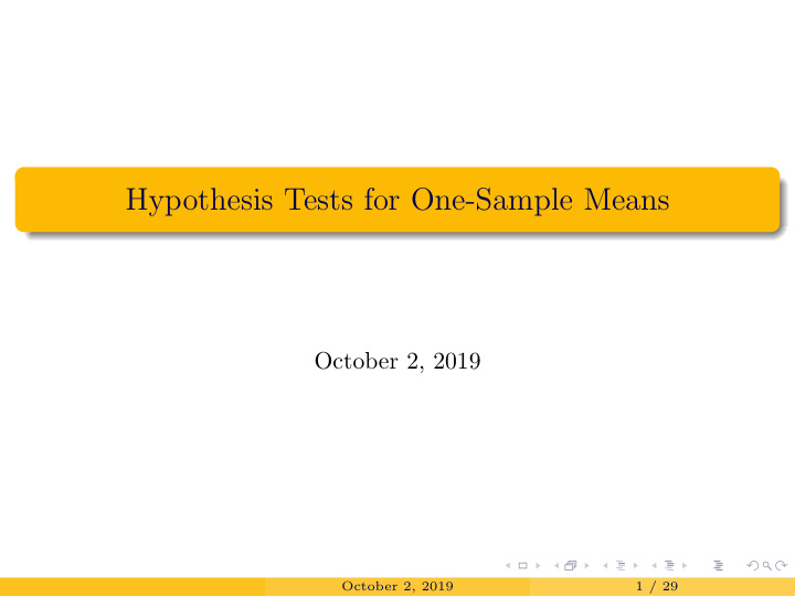 hypothesis tests for one sample means