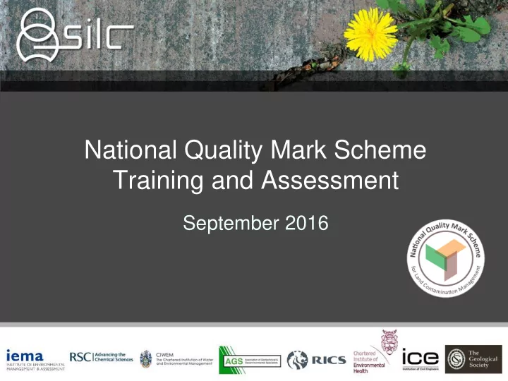 national quality mark scheme training and assessment