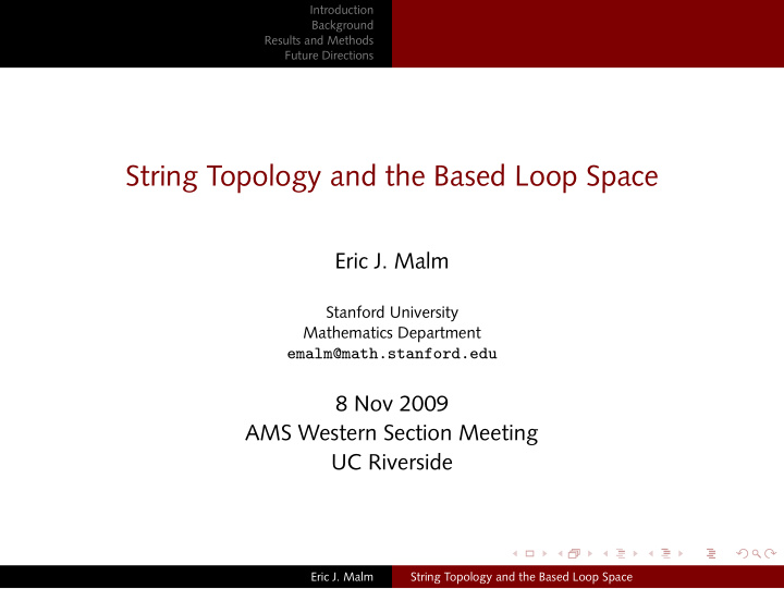 string topology and the based loop space