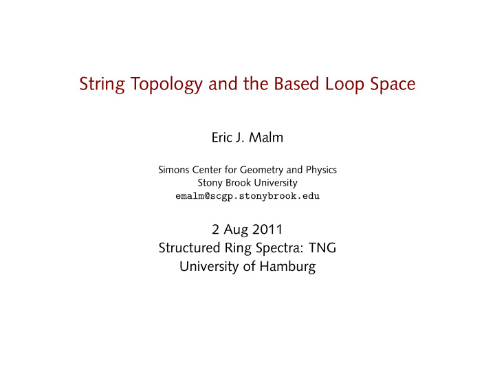 string topology and the based loop space