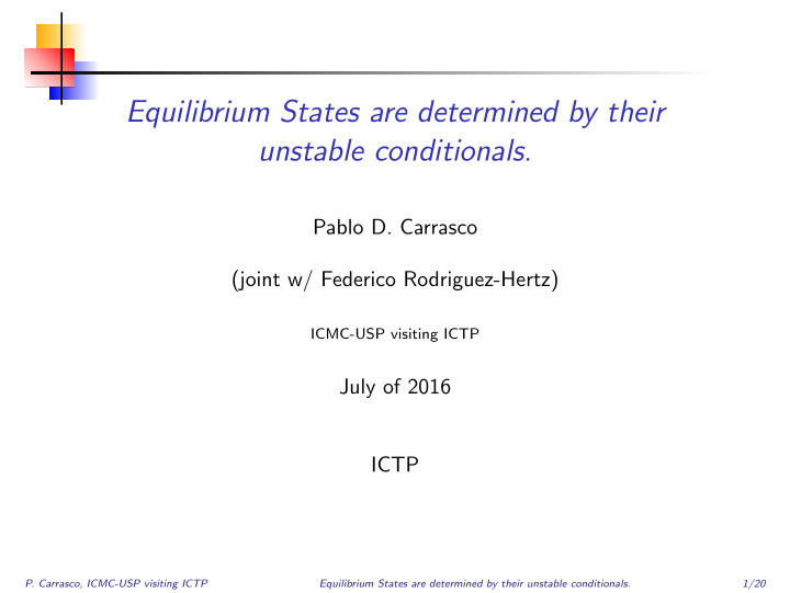 equilibrium states are determined by their unstable