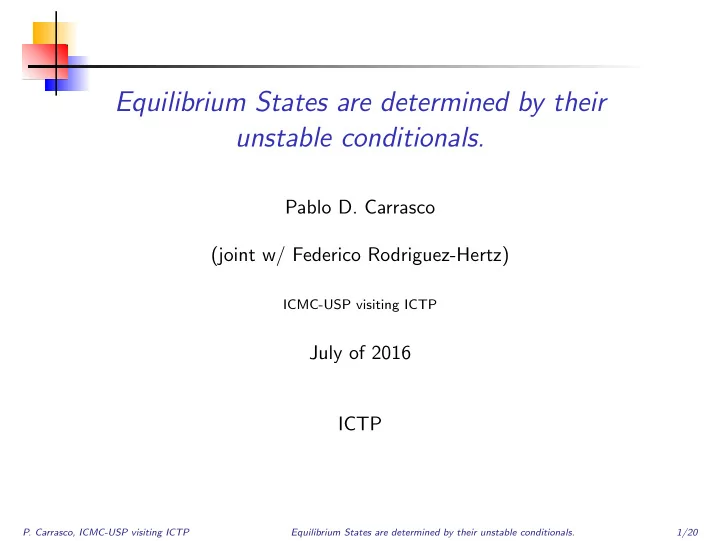 equilibrium states are determined by their unstable