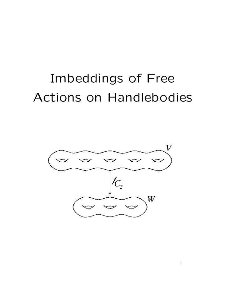 imbeddings of free actions on handlebodies