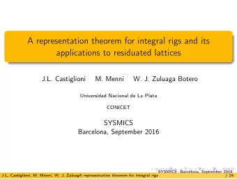 A representation theorem for integral rigs and its  applications to residuated lattices  J.L.