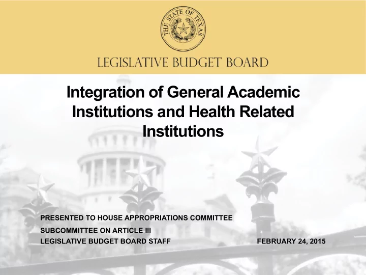 integration of general academic institutions and health