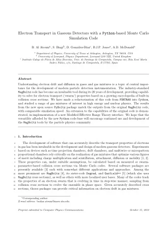 Electron Transport in Gaseous Detectors with a Python -based Monte Carlo  Simulation Code B. Al