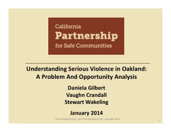 January  2014   FOR  PRESENTATION  -  NOT  FOR  DISTRIBUTION  -