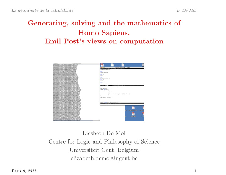 generating solving and the mathematics of homo sapiens