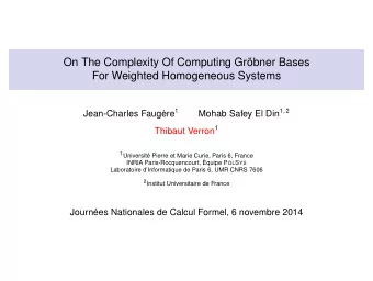 On The Complexity Of Computing Grbner Bases  For Weighted Homogeneous Systems Jean-Charles