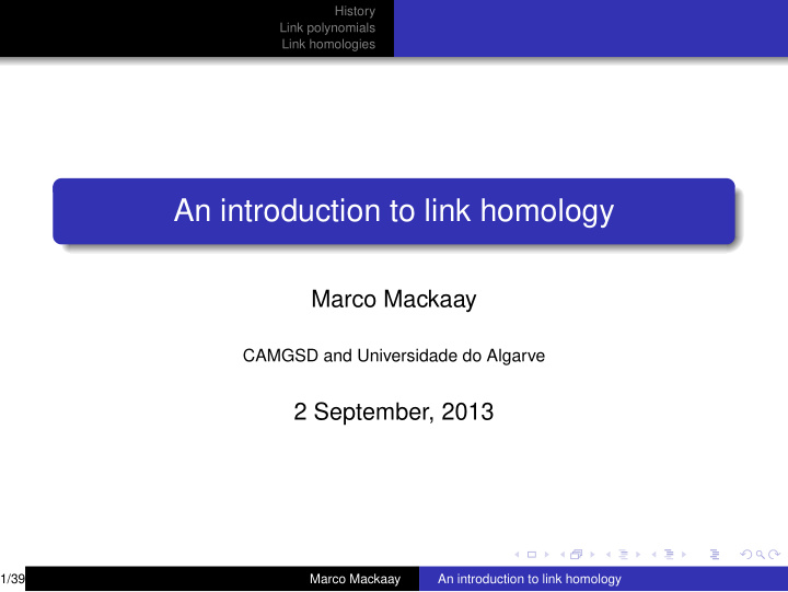 an introduction to link homology