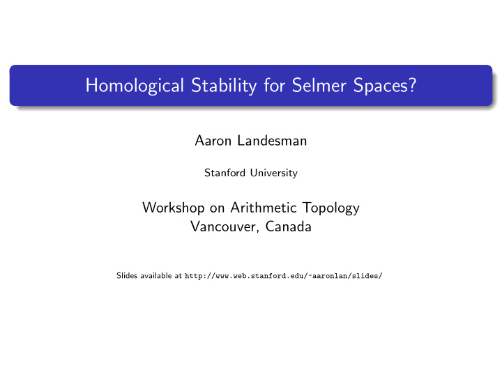 homological stability for selmer spaces