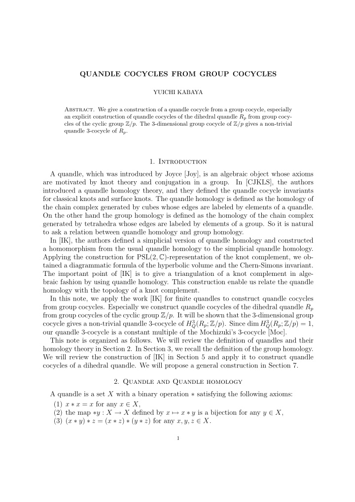 quandle cocycles from group cocycles