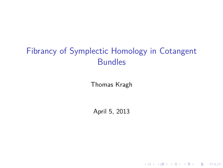 fibrancy of symplectic homology in cotangent bundles