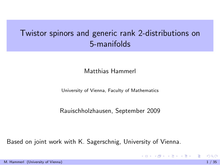 twistor spinors and generic rank 2 distributions on 5
