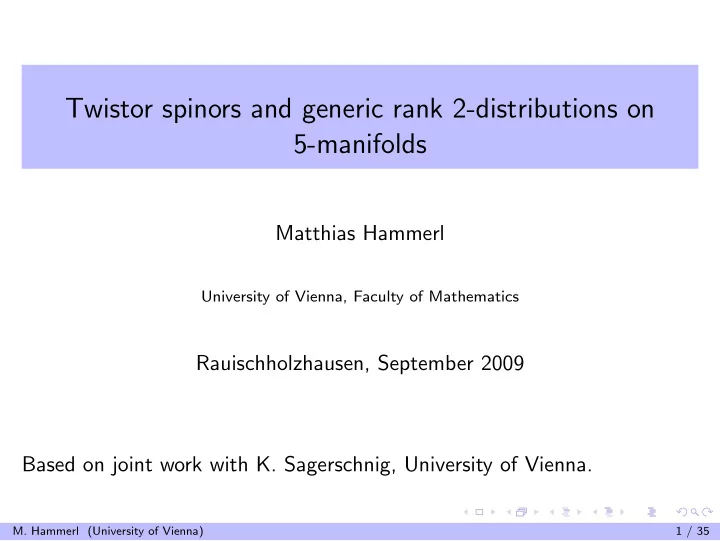 twistor spinors and generic rank 2 distributions on 5