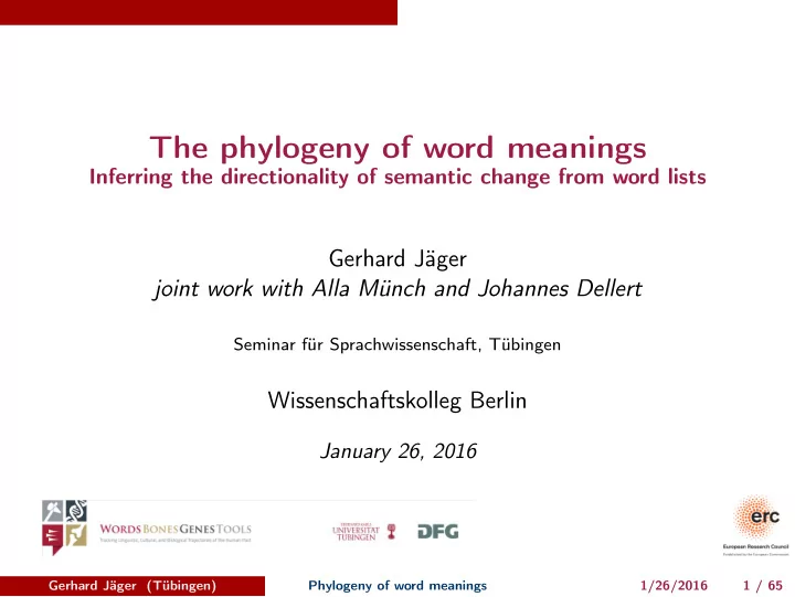 the phylogeny of word meanings