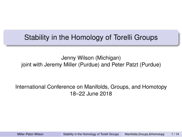 stability in the homology of torelli groups