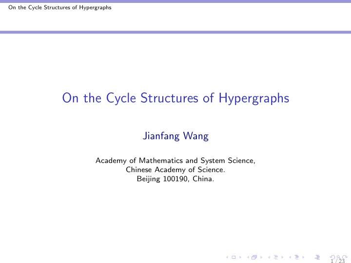 on the cycle structures of hypergraphs