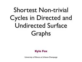 Shortest Non-trivial  Cycles in Directed and  Undirected Surface  Graphs  Kyle Fox  University of