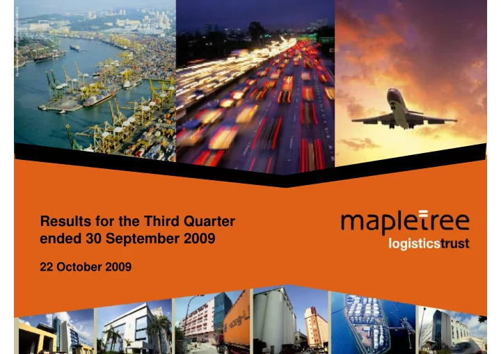 results for the third quarter ended 30 september 2009
