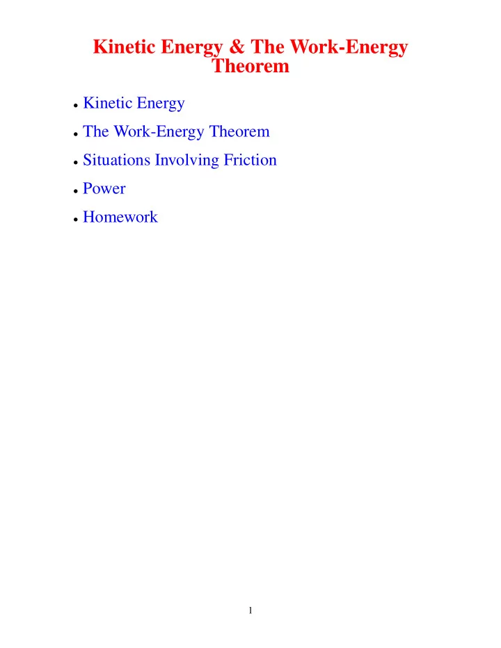 kinetic energy the work energy theorem