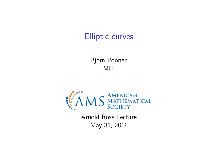 elliptic curves