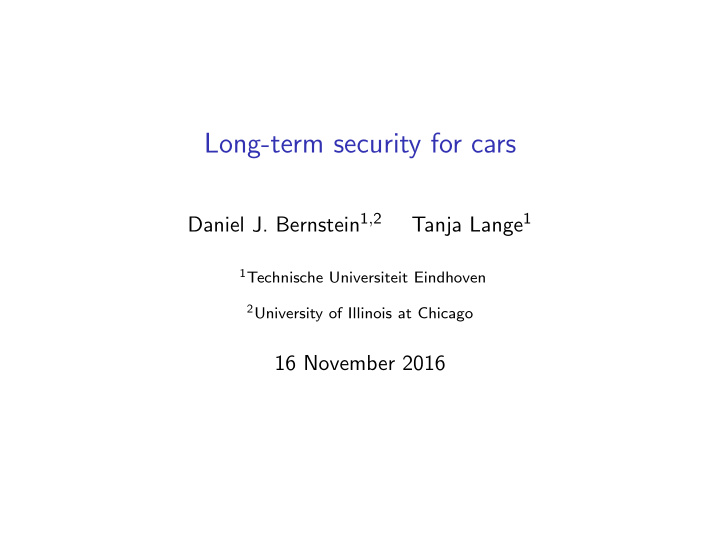 long term security for cars