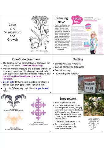 Breaking  News  Costs    Follow-up discussion on  the CS education email  and  list has